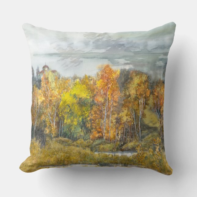 Coussin Aquarelle de peinture d'automne 300 (Recto)