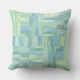 Coussin Aquarelle de plage bleu marine ivoire abstrait