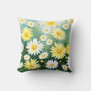 Coussin Aquarelle de prairie jaune