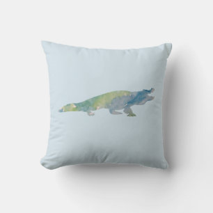 Coussin Aquarelle de reptile de crocodile Peinture à jet d