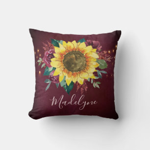 Coussin Aquarelle de tournesol Lumières florales Bourgogne