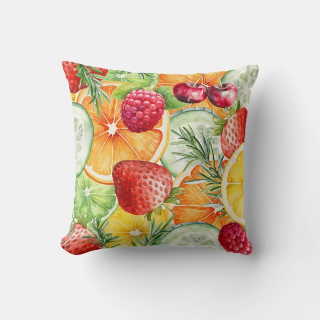 Coussin Aquarelle Décor Fruit Été (Recto)