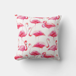 Coussin Aquarelle d'été Flamingo rose brillant