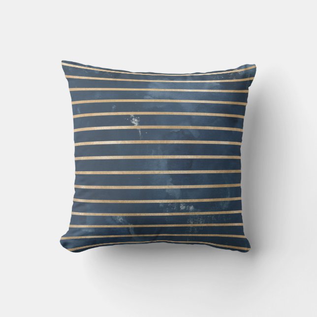 Coussin Aquarelle d'or de la marine moderne bande horizont (Recto)