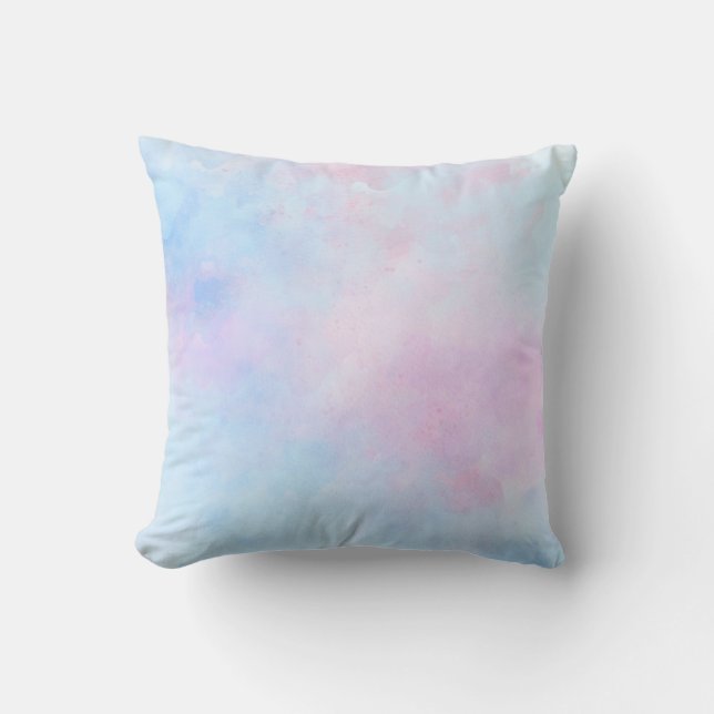 Coussin Aquarelle Dreamy Rose bleu turquoise (Recto)
