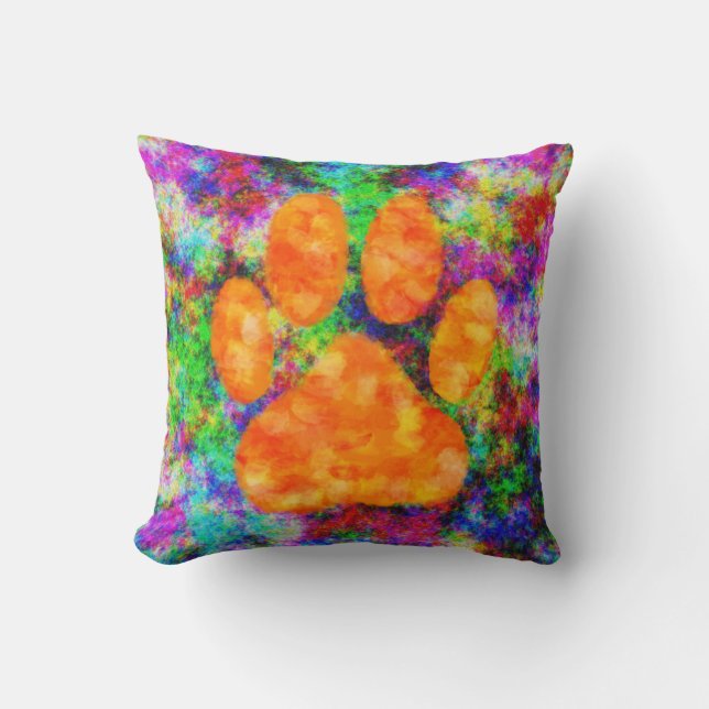 Coussin Aquarelle Empreinte de patte de chien (Recto)