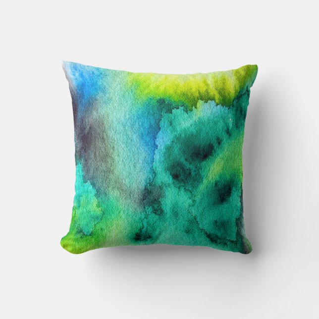 Coussin Aquarelle en marbre bleu vert (Recto)
