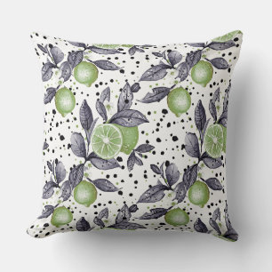 Coussin aquarelle esquissée détaillée de feuilles verts, c
