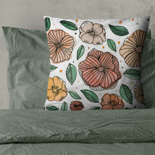 Coussin Aquarelle et fleurs d'encre - palette vintage