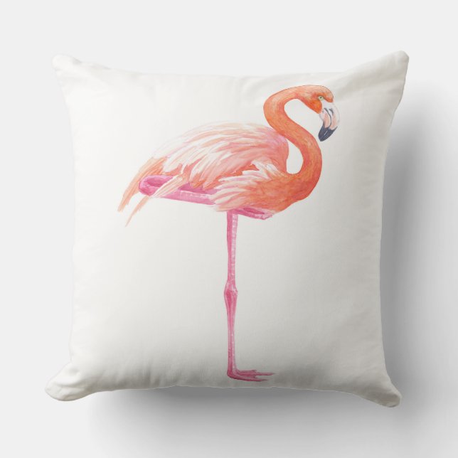 Coussin aquarelle Flamant rose (Recto)
