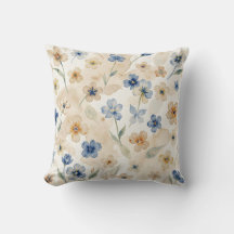 Aquarelle Fleurs Bleues et Jaunes 