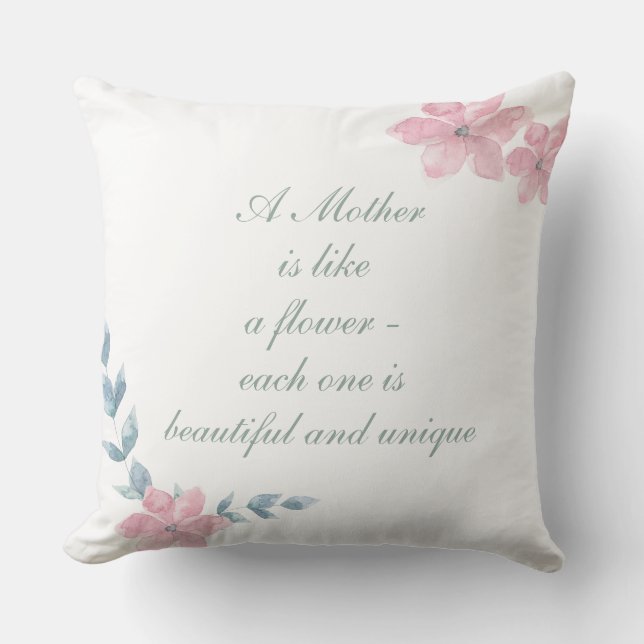 Coussin Aquarelle Floral belle mère Citation (Recto)