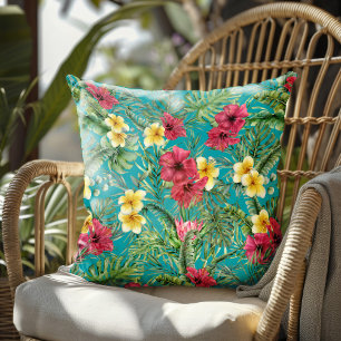 Coussin Aquarelle Floral Tropical Feuilles de Palmier Sarc
