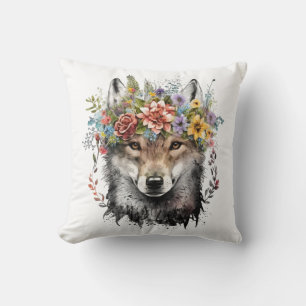 Coussin Aquarelle Floral Wolf