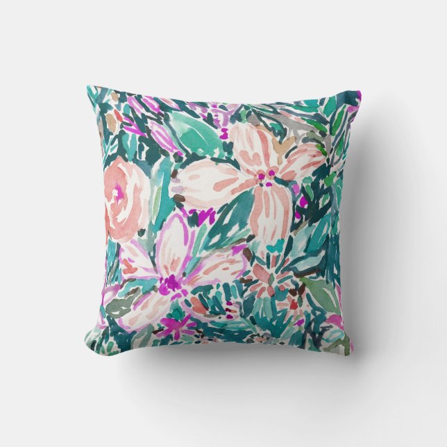 Coussin Aquarelle florale 2-SIDED de VOYAGE TROPICAL (Recto)