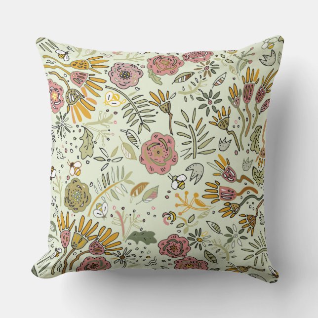 Coussin Aquarelle Florale Fleurs d'abeille Élégante Modern (Recto)