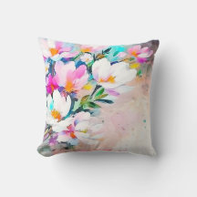 Aquarelle Florale Jeu d'Oreiller