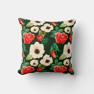 Coussin Aquarelle florale motif transparent. Pavot blanc 