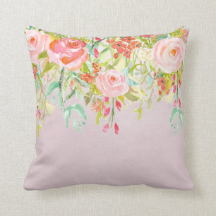 Coussin Aquarelle florale rose de jardin