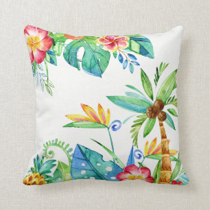 Coussin Aquarelle florale tropicale