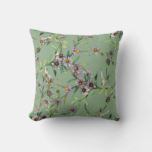 Coussin Aquarelle florale : Vert Motif sans couture