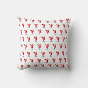 Coussin Aquarelle Fraise Cocktail Boisson