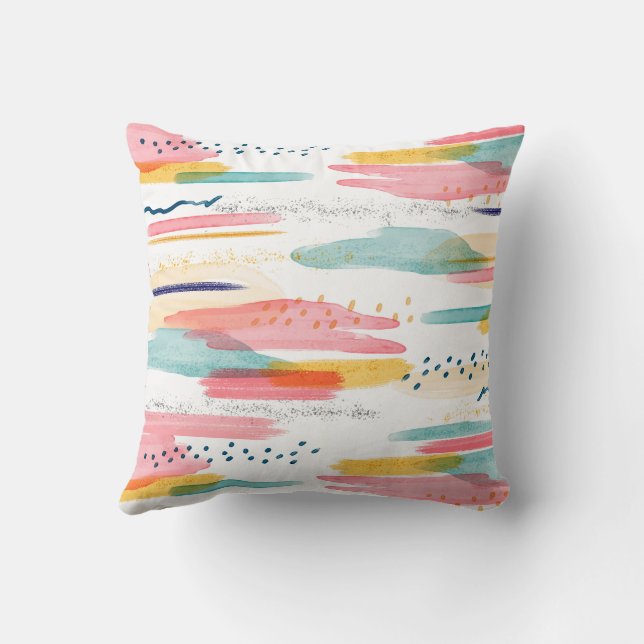 Coussin Aquarelle Géométrique abstrait minimal Soc moderne (Verso)