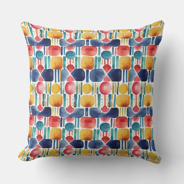 Coussin Aquarelle géométrique Abstraite colorée moderne (Recto)