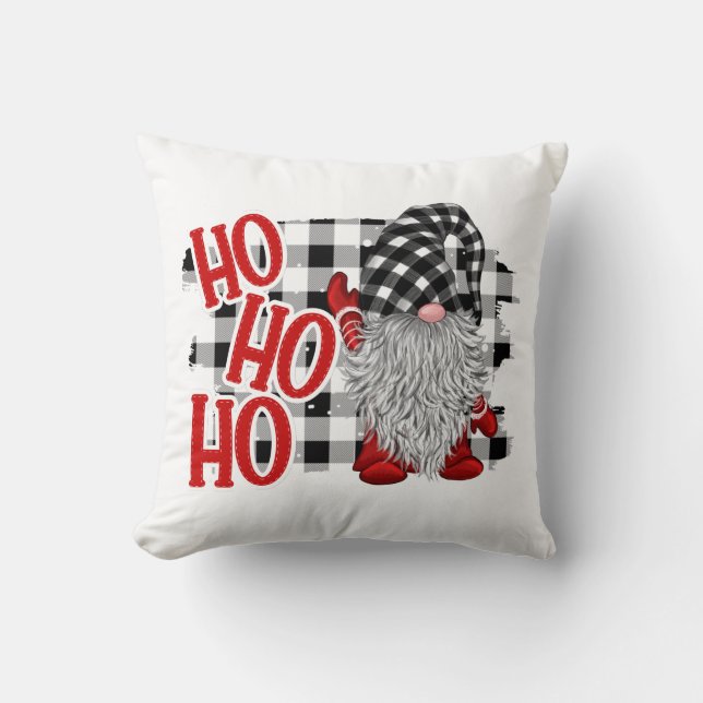 Coussin Aquarelle Gnomes Buffalo de Noël Plaid (Recto)