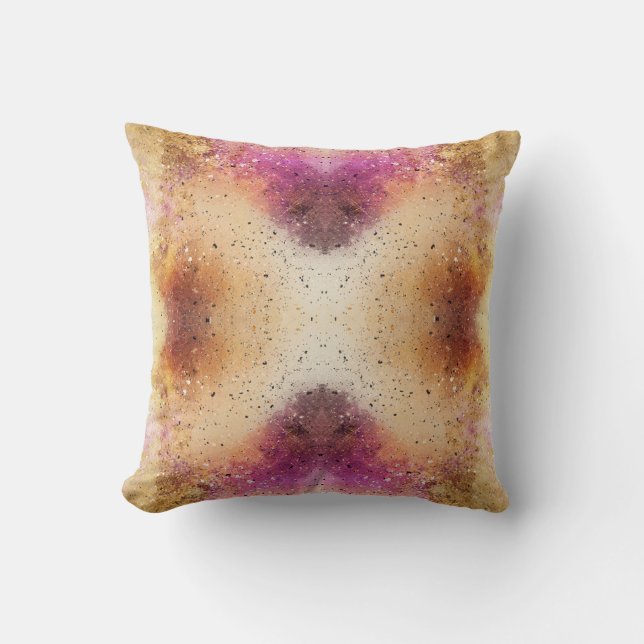 Coussin Aquarelle Gold Rose Sky (Recto)