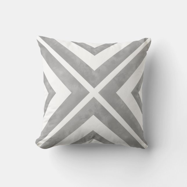 Coussin Aquarelle gris et blanc géométrique (Recto)
