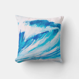 Coussin aquarelle hautes vagues océaniques couleur blumari