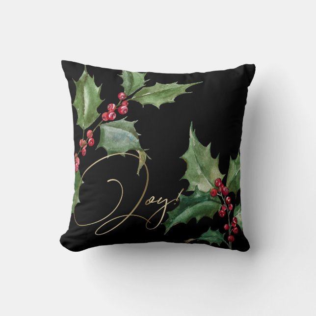 Coussin Aquarelle Holly et Red Berries Colorway (Recto)