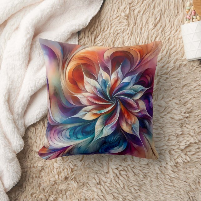 Coussin Aquarelle Imaginaire Abstrait Fleur fractale moder (Couverture)