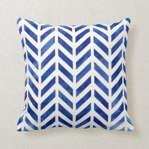 Coussin Aquarelle Indigo Herringbone Chevron