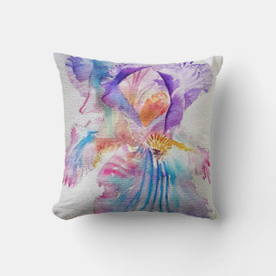 Coussin Aquarelle Iris Fleur Peinture art iris Violet