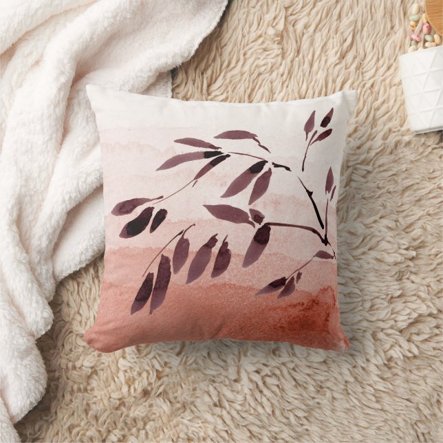 Coussin Aquarelle japonaise Bambou Abstrait cadeau (Couverture)