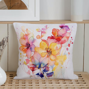Coussin Aquarelle Jeu de Pétales Abstraits