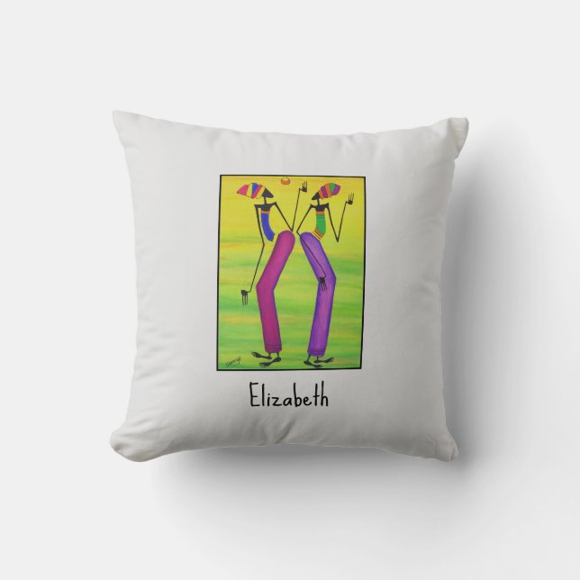 Coussin Aquarelle, joie et bonheur (Recto)