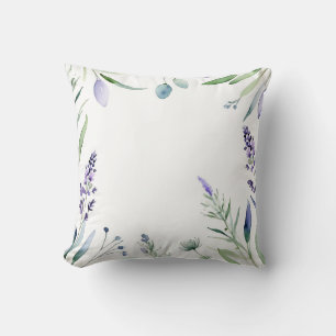 Coussin Aquarelle Lavande Et Eucalyptus