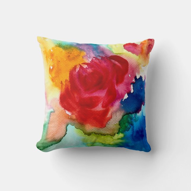Coussin Aquarelle magnifique art rose abstrait (Recto)