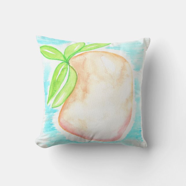 Coussin Aquarelle Mango main peint cuisine tropicale (Recto)