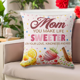 Coussin Aquarelle mignonne Donut Maman Tu Rends La Vie Plu