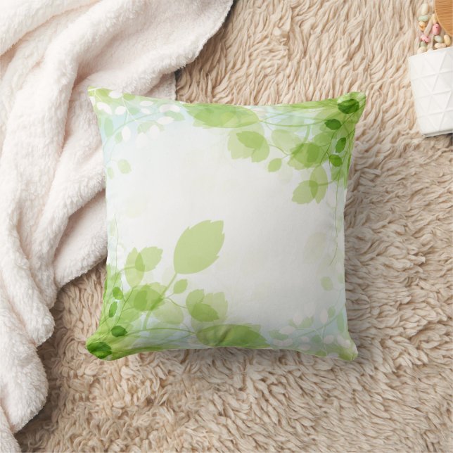 Coussin Aquarelle moderne Feuille de printemps (Couverture)