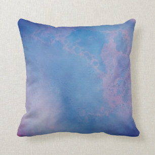 Coussin Aquarelle moderne magenta bleue écumeuse abstraite