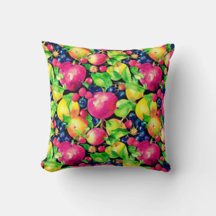 Coussin Aquarelle Montage des fruits colorés