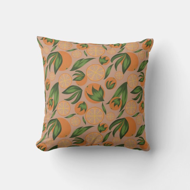 Coussin Aquarelle Motif aux fruits orange pastel (Recto)