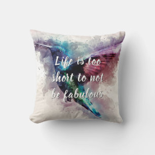 Coussin Aquarelle motivationnelle fabuleuse colibri