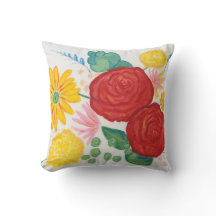 Aquarelle Nature Rouge Rose Jaune Daisy Floral