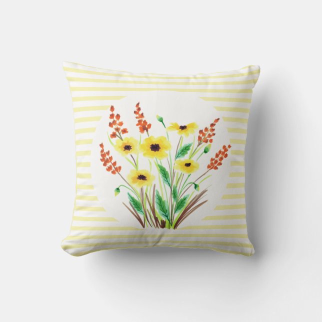 Coussin Aquarelle noir Susan Flower Carré (Recto)